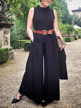 Load image into Gallery viewer, Elegant suit of sleeveless wide-leg pants
