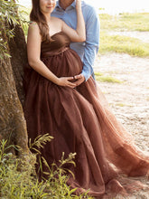 Load image into Gallery viewer, Brown Tulle Maternity Photography Dress