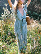 Load image into Gallery viewer, Deep V-Neck Cotton And Linen Breathable Women's Dress