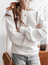 Load image into Gallery viewer, Solid Color Rround Neck Open Back Women's Sweaters