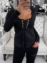 Load image into Gallery viewer, Cotton Lace-Up Long Sleeves Maternity Blouse