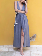 Load image into Gallery viewer, Plus Size Backless Slit Sleeveless Women's Dress