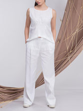 Load image into Gallery viewer, Women's White Linen Sleeveless Casual Suit