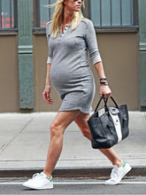 Load image into Gallery viewer, Button-Down Collar Long-Sleeved Maternity Dresses