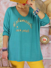 Load image into Gallery viewer, Solid Color Loose Letter Printing Women's Top