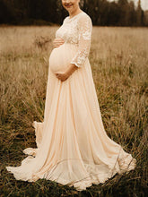 Load image into Gallery viewer, Elegant Lace Long-sleeved See-through Dress for Pregnant Women
