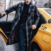 Load image into Gallery viewer, Fashion Vintage Lapel Collar Check Printed Long Coat