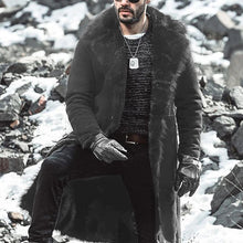 Load image into Gallery viewer, Black Long Mens Leather Jacket Winter