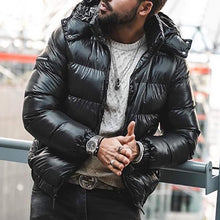 Load image into Gallery viewer, Hooded Black Thick Men's Coats