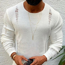 Load image into Gallery viewer, Fashion Solid Color Ripped Men's Sweater