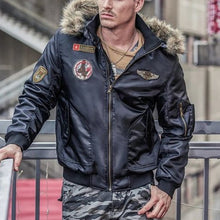 Load image into Gallery viewer, Hooded Plus Fleece Padded Pilot Men's Jacket