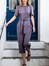 Load image into Gallery viewer, Casual Loose Short-sleeved Lace-Up Jumpsuit