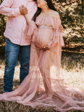 Load image into Gallery viewer, Maternity Bohemian Tulle Strapless Photography Dress