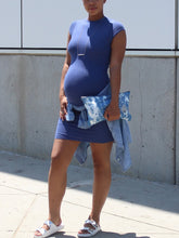 Load image into Gallery viewer, Casual Short Sleeve Long Cotton Maternity Dress