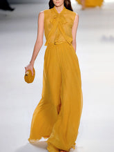Load image into Gallery viewer, Wide Leg Sleeveless Chiffon Bow Women's Suit
