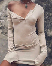 Load image into Gallery viewer, Women Sexy Long Sleeve Solid Color Slim Knitted Dress