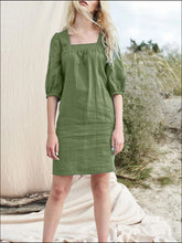 Load image into Gallery viewer, Fashion Square Neck Puff Sleeve Dress