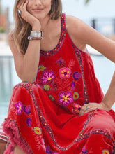 Load image into Gallery viewer, Cotton Blend Embroidery Sleeveless Women's Dress