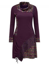 Load image into Gallery viewer, Stacking Collar Square Color Printing Women's Casual Dress