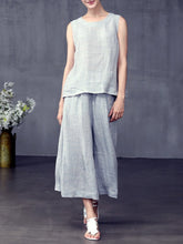Load image into Gallery viewer, Women's Solid Color Linen Loose Casual Wide Leg Pants Suit