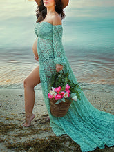 Load image into Gallery viewer, Maternity Sexy Lace Strapless Split Photography Dress