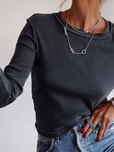 Load image into Gallery viewer, Fashion Tight Round Neck Open Knit Top