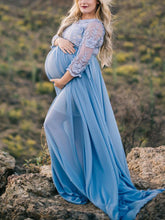 Load image into Gallery viewer, Chiffon Lace Stitching Mopping Maternity Dress
