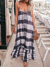 Load image into Gallery viewer, Horizontal Striped Hollow Casual Dress