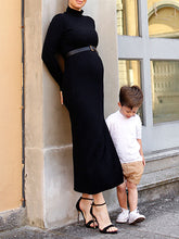 Load image into Gallery viewer, Maternity Comfortable Slim High Neck Long Sleeve Waist Dress