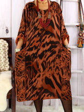 Load image into Gallery viewer, Fashion Leopard Print Pocket Long Sleeve Dress