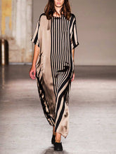 Load image into Gallery viewer, Ladies Vertical Stripe Round Neck Dress