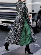Load image into Gallery viewer, Ladies Simple Fashion Casual Zebra Pattern Warm Long Coat Jacket