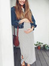Load image into Gallery viewer, Striped Round Neck Thin Slim-Fit Maternity Dresses
