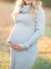 Load image into Gallery viewer, Casual Pure Color Maternity Turtleneck Sweater Dress