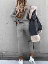 Load image into Gallery viewer, Fashionable Warm Stand-collar Top and Elastic Pants Solid Color Suit