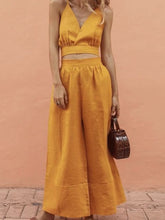Load image into Gallery viewer, Two-Piece Tube Top Linen Vest Women's Suit