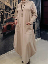 Load image into Gallery viewer, Fashion High Neck Pocket Long Sleeve Dress