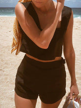 Load image into Gallery viewer, Holiday Square Collar Sleeveless Cotton and Linen Suit