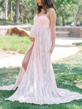 Load image into Gallery viewer, Lace Cutout Revealing Temperament Maternity Dress