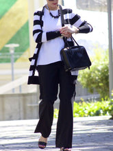 Load image into Gallery viewer, Black And White Striped Knitted Cardigan Women's Suits