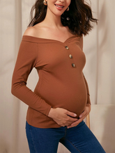 Load image into Gallery viewer, Maternity Button Front Off Shoulder Top
