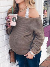 Load image into Gallery viewer, Maternity Casual Simple Off-shoulder Pure Color Loose Sweaters