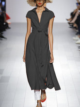 Load image into Gallery viewer, V-neck Belted Fashion Dress