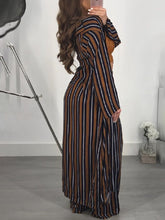 Load image into Gallery viewer, Striped Loose Long Sleeve Cardigan And Pants Suit