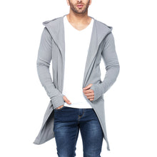 Load image into Gallery viewer, Grey Hooded With Finger Long Sleeves Men's Cardigans
