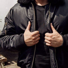 Load image into Gallery viewer, Fashion Bomber Jacket with Fur Collar