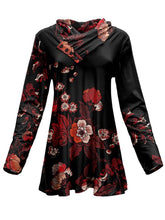 Load image into Gallery viewer, Flower Print Pile Collar Women's Tops