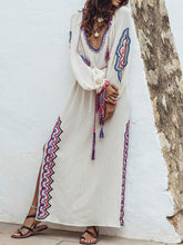 Load image into Gallery viewer, Embroidered Cotton and Linen Holiday Style Long Dress
