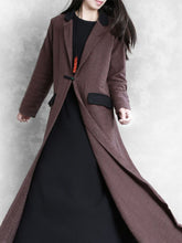 Load image into Gallery viewer, Single Button Color Block Collar Women's Coats