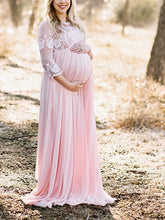 Load image into Gallery viewer, Elegant Lace Long-sleeved See-through Dress for Pregnant Women